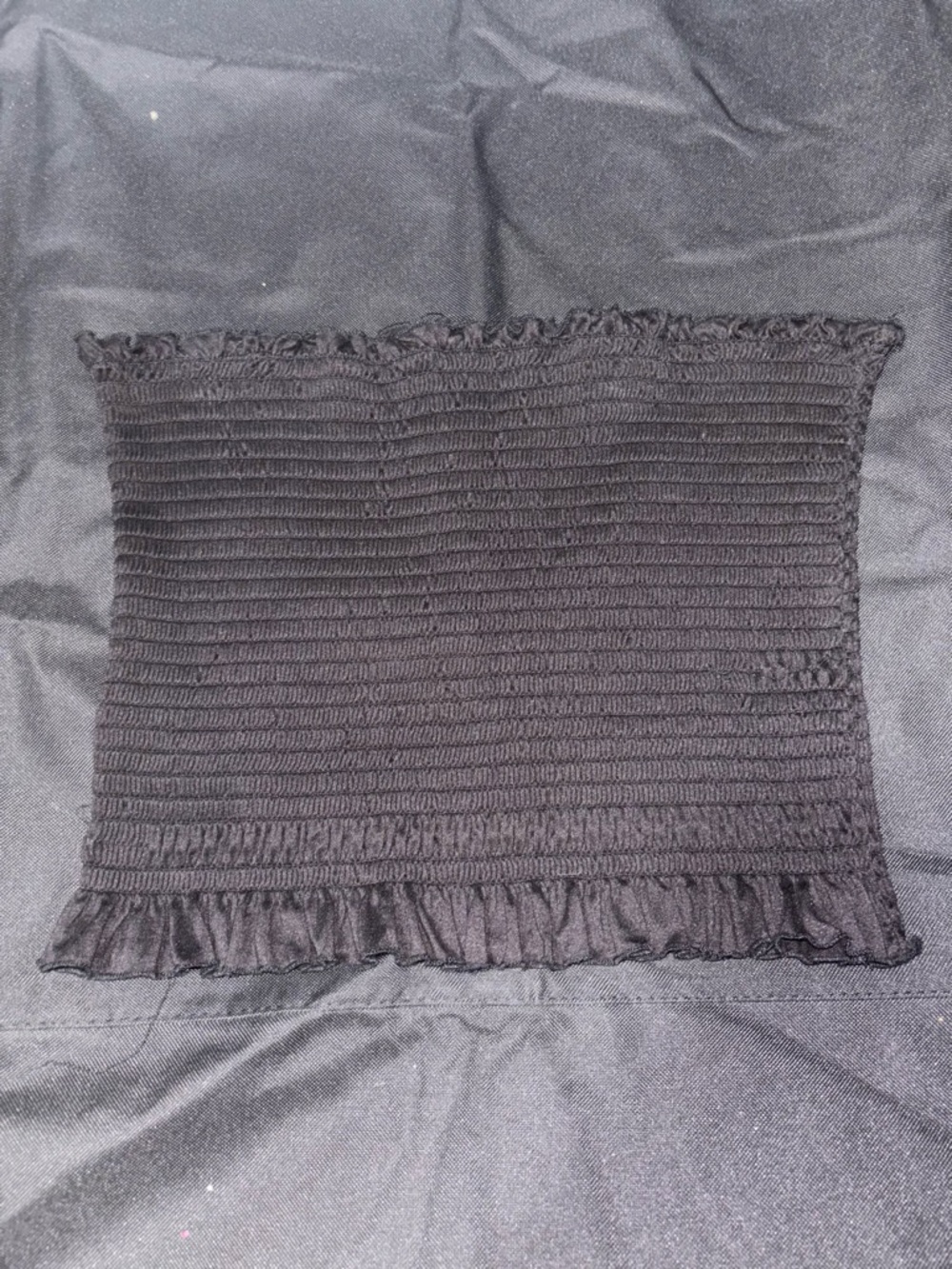 Hot Kiss Black Smocked Tube Top with Red Brand Tag